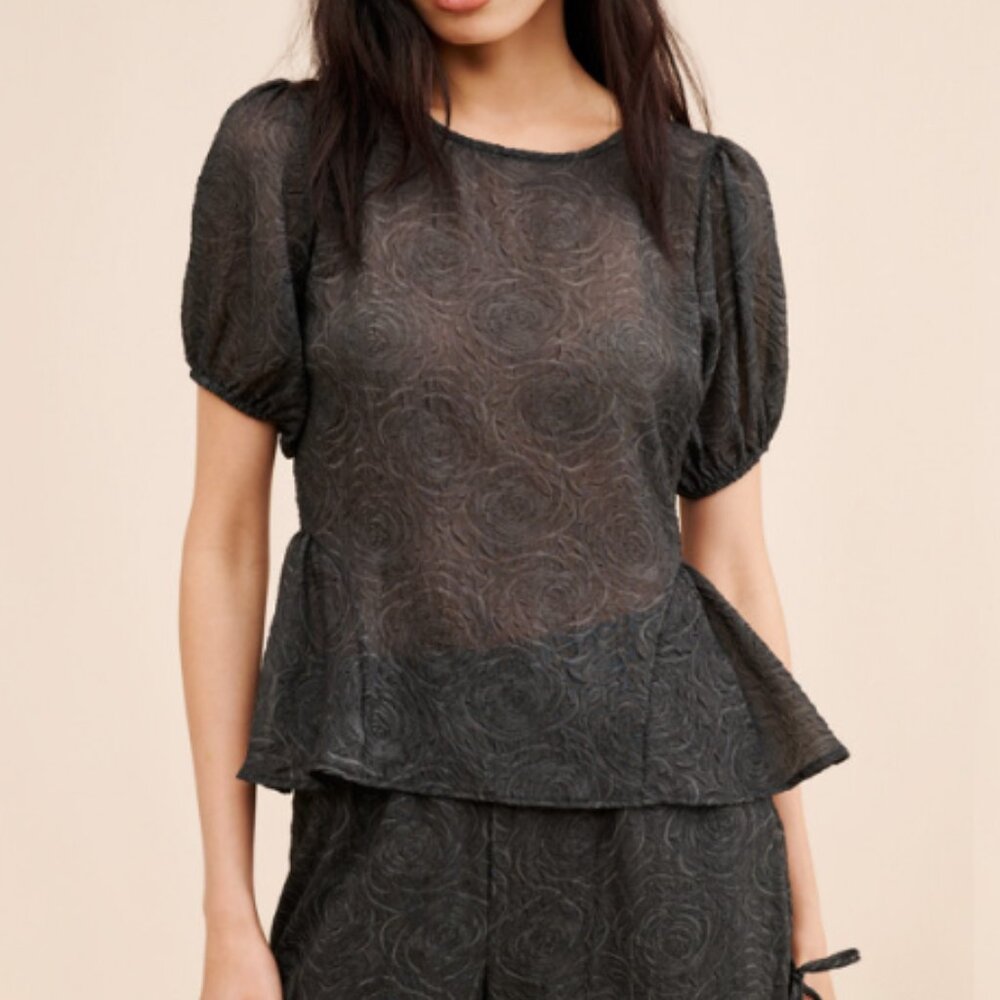 Petra Tie Back Blouse Lisa Says Gah - Black Rosette MEDIUM